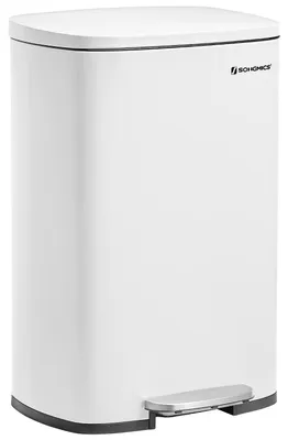 Immagine prodotto di Contenitore per pedale da 50 litri - Cestino con coperchio a chiusura ammortizzata - Acciaio - Bianco - Con secchio interno