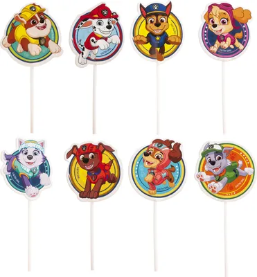 Produktbild von Dekora Cake Topper Paw Patrol aus Papier/Karton - 16 Stück, Höhe: 4,2cm