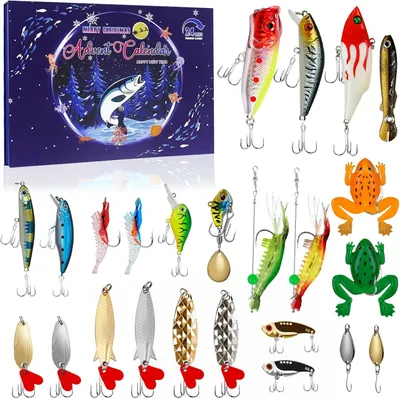 Immagine prodotto di Set di Esche Calendario Avvento Pescatore 24 Giorni Regalo per Uomini