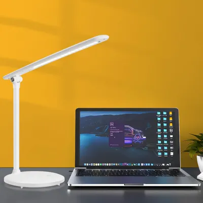 LED-Bürolampe, klappbar, Touch, 3 Modi, 5 Helligkeiten, USB-C, Weiß