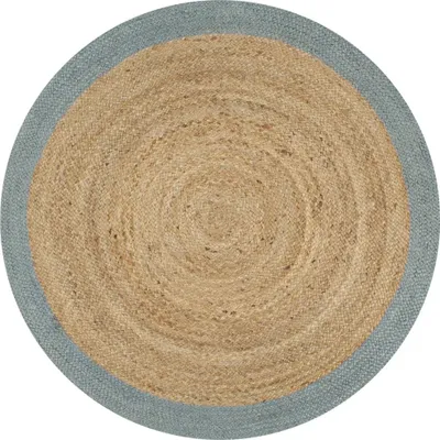 Produktbild von "2024"cloris Teppich Handgefertigt Jute mit Olivgrünem Rand 150 cm - Designerteppiche CHY11424937