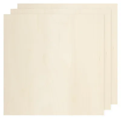 3 Lindenholzplatten 200x200x3 mm, unlackiert, zum Basteln und Laserschneiden