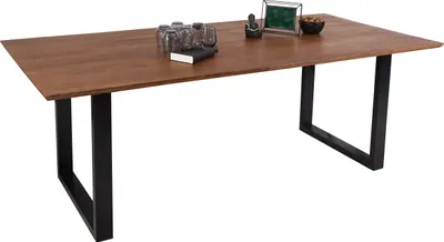Produktbild von Esstisch 200x100 cm Akazie massiv nussbaumfarben Schweizer Kante U-Gestell ATLANTA