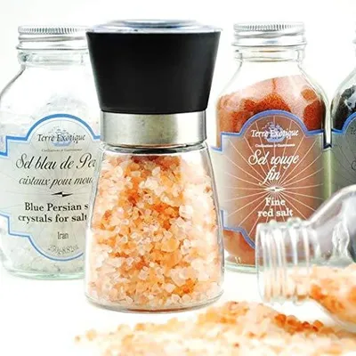 Salz- oder Pfeffermühle aus Glas, 180 ml, 1 Stück, Schwarz