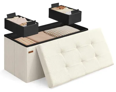 Productafbeelding van SONGMICS Zitbank met opbergruimte, inklapbare voetenbank, 38 x 76 x 38 cm
