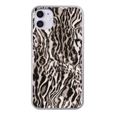Produktbild von MuchoWow® Handyhülle Schutzhülle Hülle für iPhone 11 Pantherdruck - Formen - Schwarz - Braun Silikon Softcase Handy Hülle - Handytasche