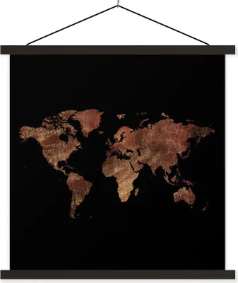 Produktbild von MuchoWow® Textilposter Weltkarte - Vintage - Braun 40x40 cm mit schwarzem Rahmen - Fotos