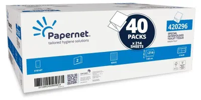 Obrázok produktu pre Papernet, 40 x 214, toaletový papier, jednotlivé listy, 2 vrstvy