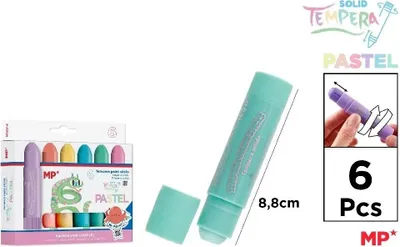Productafbeelding van Mp Hoofdpapier - Tempera stiften, 6 pastelkleuren, ideaal voor kinderen