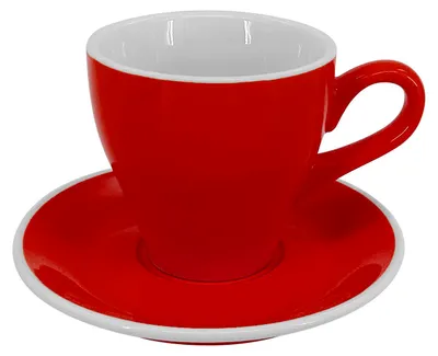 Productafbeelding van Lattebeker met schotel, model Milano, 220 ml, rood