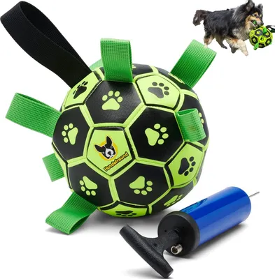 Produktbild von Interaktive lichtgevende Hunde-Fußball mit Handgriffen (15 cm) - für drinnen, draußen und im Wasser