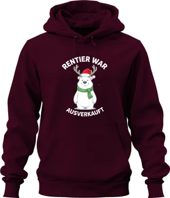 Zdjęcie produktu dla Reindeer was sold out funny Christmas polar bear antlers gift uni bluza z kapturem, bordowy, M