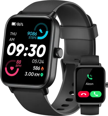 Produktbild von MODFU Smartwatch für Männer und Frauen mit Bluetooth-Anrufen, integrierter Alexa, Blutsauerstoff-Herzfrequenz, Schlaf-Fitness-Tracker Schwarz