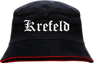 Produktbild von Krefeld Anglerhut - Altdeutsche Schrift - Schwarz-Roter Fischerhut S/M SchwarzRot