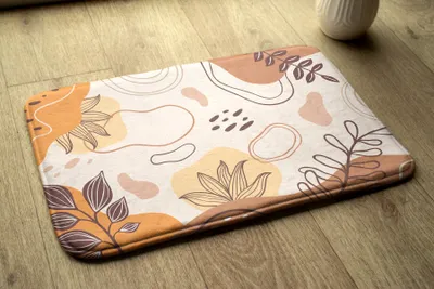 Produktbild von Badteppich Saugfähige - Badezimmer Teppich - Rutschfester Badvorleger Badematte - 75x45 cm - Florale Abstraktionen