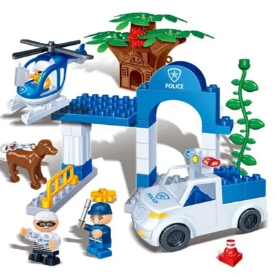 Produktbild von BanBao Konstruktionsspielzeug Baukasten Polizei 9608 aus 63 Teile + 3 Figuren Geeignet für Kinder ab 3 Jahren