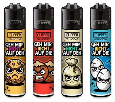 Produktbild von Clipper Reibrad Feuerzeuge Geh mir nicht, 4 Stück