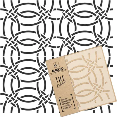Produktbild von Tile Fliesen Schablone zum Malen 33x33 cm, Lamego Geometrischer Retro Kreis, Kunststoff Wiederverwendbare Bodenschablone DIY