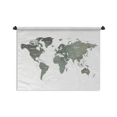 Obrázek produktu pro MuchoWow® Tapiserie Věšení na zeď Mapa světa - Zeměpis - Šedá 180x135 Tapiserie dekorace Nástěnná šála