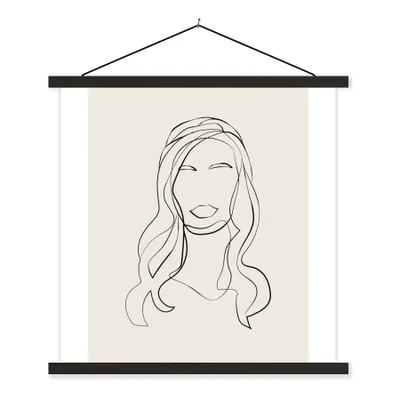 Produktbild von MuchoWow® Textilposter Frauen - Zitate - Strichzeichnungen - Text 60x60 cm mit schwarzem Rahmen - Posteraufhänger