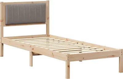 Zdjęcie produktu dla Łóżko Drewniane 75x190 Szare Rama Łóżka Jednoosobowe ze Stelażem
