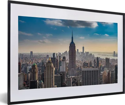 Produktbild von MuchoWow® MuchoWow® Gerahmtes Poster New York - Wolken - Wasser 60x40 cm - Poster mit zchwarzem Bilderrahmen - Schlafzimmer - Plakat in Rahmen - Drucken