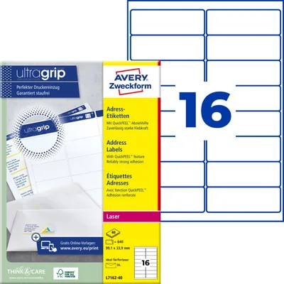 Image de Etiquettes d'adresse AVERY Zweckform QuickPEEL, 99,1 x 33,9 mm