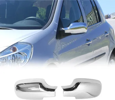 Image de Coques de Rétroviseurs pour Renault Clio 2005-2013 en Acier Chromé Argent