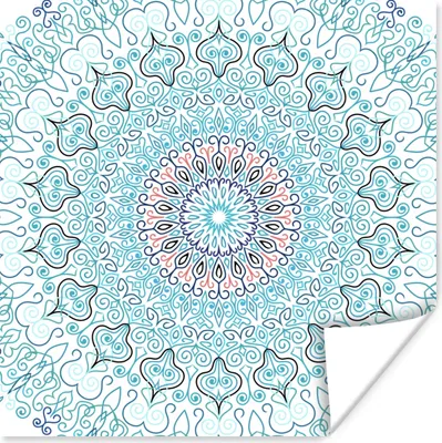 Produktbild von MuchoWow® Poster Mandala - Blau - Hippie - Bohème 100x100 cm - Babyzimmer
