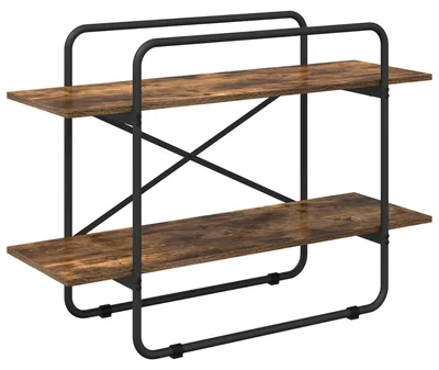Imagen del producto de Estantería de 2 niveles, 100 x 35 x 70 cm, en madera de roble ahumado
