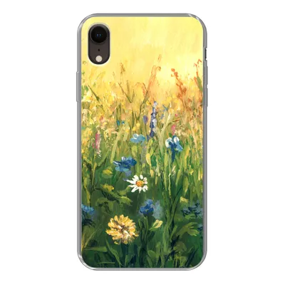 Produktbild von MuchoWow® Handyhülle Schutzhülle Hülle für iPhone XR Blumen - Aquarell - Sonne Silikon Softcase Handy Hülle - Schutzdeckel