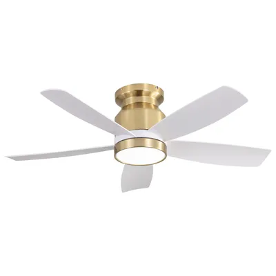 Immagine prodotto di Ventilatore da soffitto AIORBER 42 pollici piatto con luce LED dimmerabile, telecomando, motore DC reversibile, 6 velocità, timer, oro+bianco