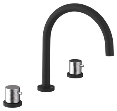 Produktbild von Sapho ULTRASAN 3-Loch Waschtischarmatur, Schwarz matt/Chrom