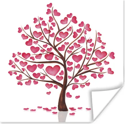 Produktbild von MuchoWow® Poster Eine Illustration eines Baumes mit Herzen 75x75 cm - Wand Dekoration