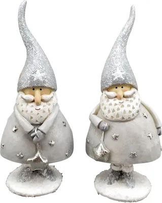 Produktbild von Santa "Lilian" grau/weiß Polyresin 2fach sortiert Ø6,5xH15cm