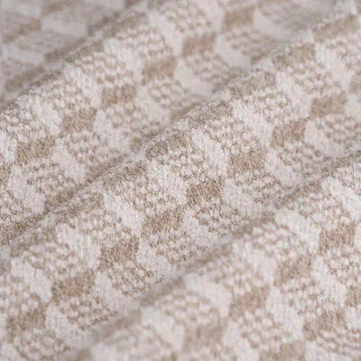 Productafbeelding van Jacquard-diamantdessin, stof, ecru, 145 cm, gecertificeerd volgens  standaard