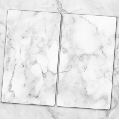 Produktbild von Glas-Herdabdeckplatten Glaskeramikkochfeld-Abdeckung Spritzschutz Glas 2x30x52 cm - Weisser Marmor