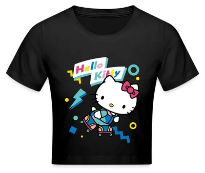 Produktbild von Spreadshirt Hello Kitty 90er Stil Mit Rollschuhen Crop Top, L, Schwarz