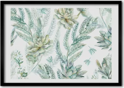Produktbild von Bild - Bilder - Bilderrahmen - 70 cm x 50 cm - MDF-Rahmen, Wandkunst Blüten und Blätter