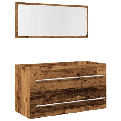 Produktbild von 2-tlg. Badmöbel-Set Altholz-Optik Holzwerkstoff
