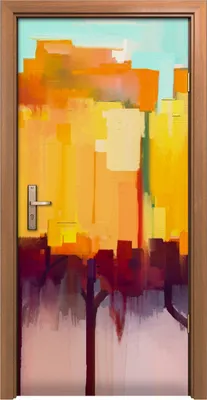 Produktbild von Türposter 90x200 cm Türaufkleber Türtapete Türfolie Klebefolie Abstrakte Bunte Malerei Landschaft