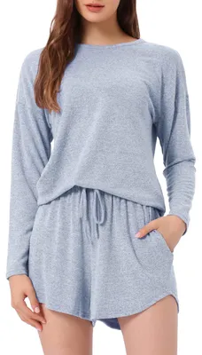 Produktbild von Damen-Trainingsanzug-Set Pyjama Langarmshirt Shorts Grau M