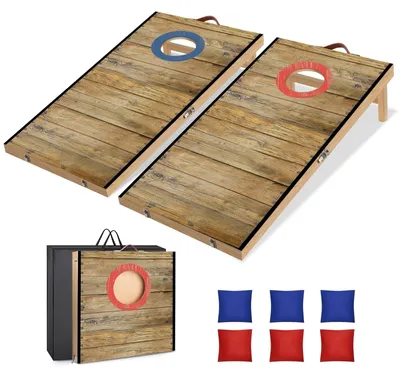 Produktbild von Cornhole Spielset 60 cm x 30 cm - Massivholzplatten - 6 Sitzsäcke - Tragetasche - Faltbar