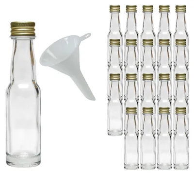 Zdjęcie produktu dla Zestaw 20 małych szklanych butelek o pojemności 20 ml, z zakrętkami