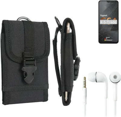 Produktbild von K-S-Trade Holster Schutz Hülle kompatibel mit Gigaset GS4 Gürteltasche Handy Hülle Tasche outdoor Seitentasche schwarz 1x + Kopfhörer