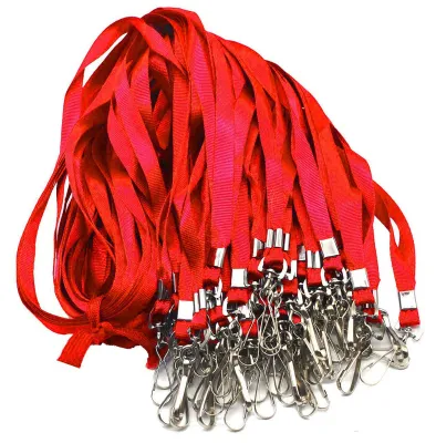 Immagine prodotto di Portachiavi piatti per badge, con clip per badge a forma di J, colore rosso, confezione da 100 pezzi