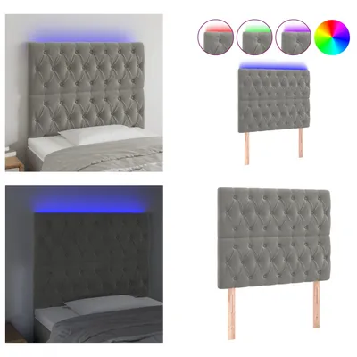Zdjęcie produktu dla vidaXL Zagłówek LED jasnoszary 90x7x118/128 cm aksamitny