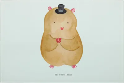 Produktbild von Mr. & Mrs. Panda Hackbrett Hamster Hut - Weiß - Geschenk, Glas Schneideplatte, Schneidbrett, Schneidebrett, Zauberer, Küchenbrett, Zylinder, Zwerghamster, Lustige Sprüche
