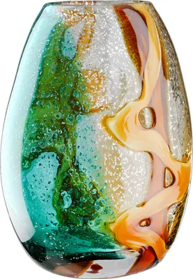 Image de Gilde Glasart, Vase, "Fresco", Glas, blau, braun, klar, , L. 9 cm, B. 18 cm, H. 25 cm  52950