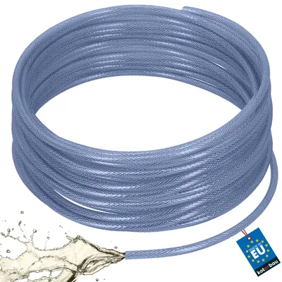 Obrázek produktu pro KOTARBAU® PVC hadice, průměr 6 mm / 3 mm, hadice pro stlačený vzduch, 50 m, vodní hadice, PVC hadice s textilním výpletem, hadice pro kompresory, hadice pro chemikálie, průhledná, modrá